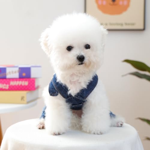 Overol de mezclilla para perros pequeños miniatura 4