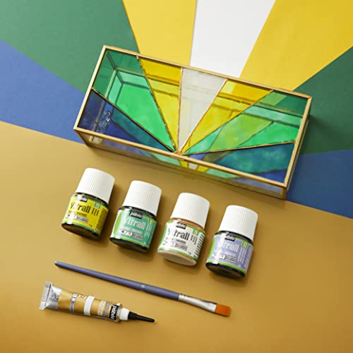 PEBEO 90000 45 ml Vitrail Stained Glass Effect Glass Paint Set Cardboard, Box of 10, Assorted Colours , White