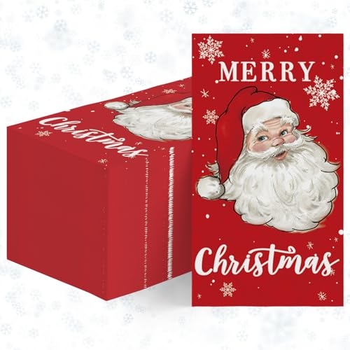 Horaldaily 50 servilletas de papel desechables de Navidad con Papá Noel para fiestas y cenas