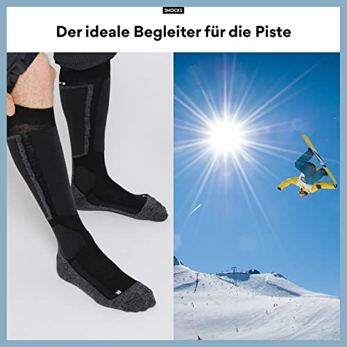 Snocks Skisocken Schwarz Unisex 1er Pack (1x Schwarz, 35-50 Skisocken Damen & Herren I Ski Socken Schwarz gepolstert warm für Skitouren, Skifahren, Langkauf, Snowboarden, Rodeln, Wintersport – Bild 3