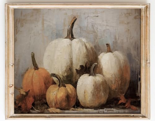 Kizbook Vintage Fall Pumpkins Wall Art Prints Decor, Rustic Fall...