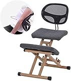 WYJW Verstellbarer ergonomischer Kniestuhl Orthopädische Haltung Massiver Holzhocker Nackenschmerzen und Wirbelsäulenverspannungs-Kniesitz mit weich gepolsterten Knieschützern, E.