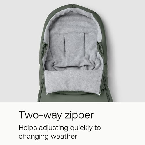 Image of Bugaboo All-Season Footmuff - Weatherproof, Breathable & Water-Repellent Toddler Footmuff with Removable Insert, Reflective Details, Two-Way Zipper, Fits All Bugaboo Strollers - Forest Green | Soft fleece lining, breathable materials, weatherproof protection, two-way zipper, reflective details, Forest Green