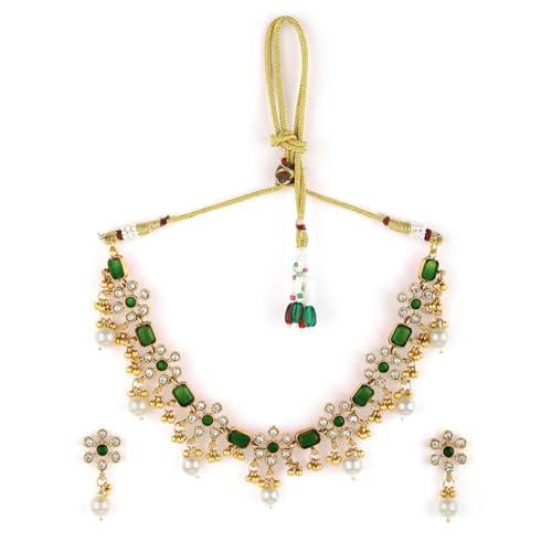 Image of Rubans Necklace Set Gold Plated Traditional Stylish Jewellery Gift for Women & Girls