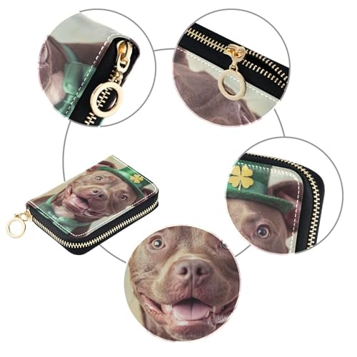 Cute Card Holder Wallets RFID Blocking Leather Wallet Women Zip Around Coin Change Purse with Zipper Cool French Bulldog Dog4