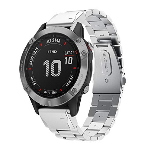 Kartice Compatible with Garmin Forerunner 745 Bands Garmin Instinct Bands, 22mm Steel Metal Bands Quick Release Replacement Bands for Garmin Fenix5/6 Pro/5 Sapphire Bands Fenix 6X/Fenix 6 (Sliver)