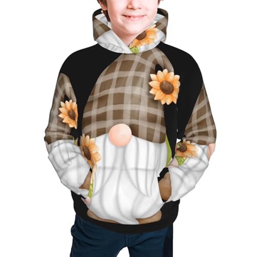 Sunflower Gnomes Kid Hoodies Boys Sweatshirts Girls Pullover with Pocket3