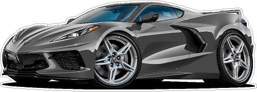 C8 Corvette Stingray Wall Decal 3ft Long Vinyl Reusable Movable Fun Stickers for Boys Classic Cartoon Cars Home Decor