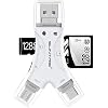 SD Card Reader for iPhone/ipad/Android/Mac/Computer/Camera,4 in1 Micro SD Card Reader Trail Camera Viewer, Portable Memory Card Reader SD Card Adapter for SD and TF Cards(White)