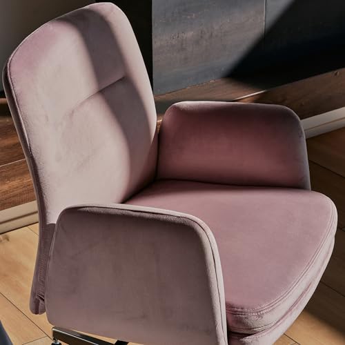 Image of Branch Softside Mid Century Modern Office Chair | Removable Arms with Luxury Cloud-Like Comfort, Adjustable Height, Integrated Lumbar Support, Velvet Fabric, Blush