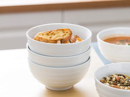 Lauchuh Stackabel Bowl Set Porcelain Soup Bowls 28 Ounces Cereal Bowl Set With Serving Stand Large Bowl For Porcelain Cereal Soup Salad With Bowl Organizer, 6 Pack #TOP6