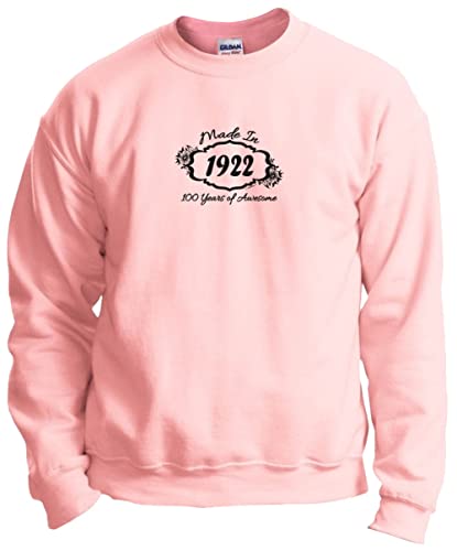 ThisWear 100th Birthday Gifts for Dad 100th Birthday Gift Made 1922 100 Years Awesome Hibiscus Crewneck Sweatshirt Large Light Pink
