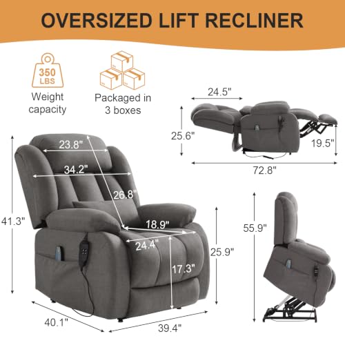 Image of Dual Motor Infinite Position Power Lift Recliner Chair for Elderly, Grey