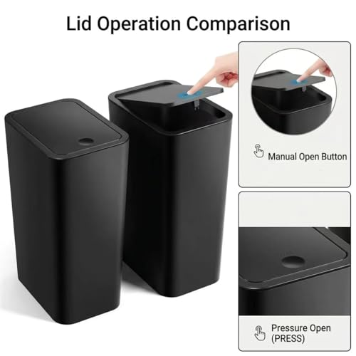 Caneca de basura compacta con tapa 10 litros negra miniatura 5