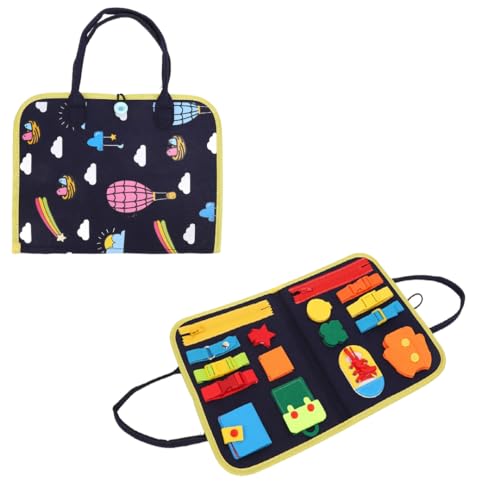 Image of Breatoi Toddlers Busy Board, Sensory Boards For Autism Toys, Interactive Educational Toys 2+ Years Old Girls Boys Learn To Dress, Fine Motor Skills Travel Toys For Airplane Or Car (Space),Multicolor
