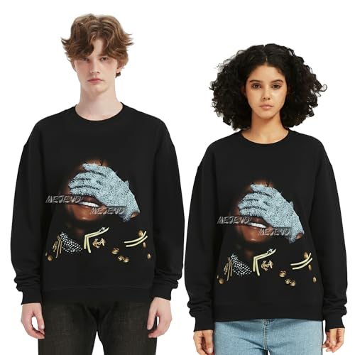 MIDIHOME Rhinestone Sweatshirt Mens Long Sleeve T Shirt Unisex Sweatshirt The for Fans (US Alpha Large Regular Regular Black Glove)