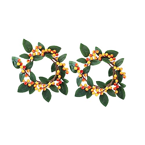 Cabilock 2pcs Faux Berry Candle Garland Thanksgiving Wreath Decor Artificial Wreath Maple Leaf Decor for Home Party Decoration