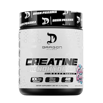 Dragon PHARMA Creatine Monohydrate, Aid Muscle Recovery, Post-Workout Supplement, Antioxidant Support (45 Servings, Cotton Candy)