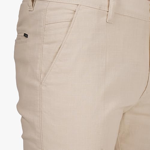 Image of Men's Regular Fit Linen Trousers | Slim Fit Lightweight Casual Pants | Stylish Dress Pants for Office or Travel | Premium Luxury Linen Trouser Pant with Breathable Comfort