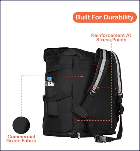Image of Premium 130L (Extra Large - XXL) Delivery Bag for Logistics & Courier | 27-Inch Waterproof Backpack for Bike & Scooter | Heavy Duty Ecommerce & Grocery Bag with Rain Cover (Black)
