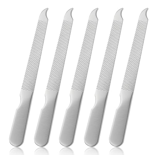 5 PCS Stainless Steel Nail File for Natural Nails 3.6’’ Small Metal Double Sided Nail File with Curved Sharp Pointed Thin Professional Reusable Manicure Pedicure Toenails Tools