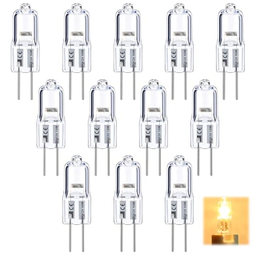 Image of Artomnivera 12 Pack G4 Halogen Bulbs 10W, Clear 2 Pin Capsule Light Bulbs, Compact G4 Bi Pin Lamps with 4mm Pin Spacing for Cooker Hood, Lava Lamp, Cabinet, Table and Kitchen Light