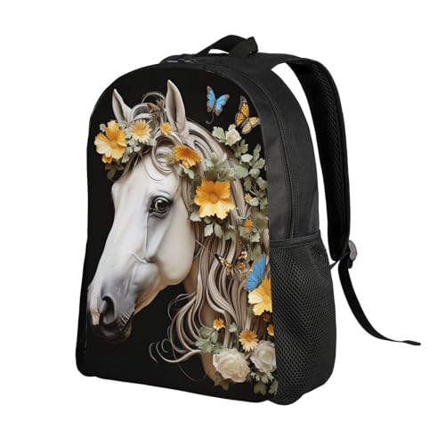 Mochila impermeable para senderismo con diseño de flores y cabeza de caballo miniatura 2