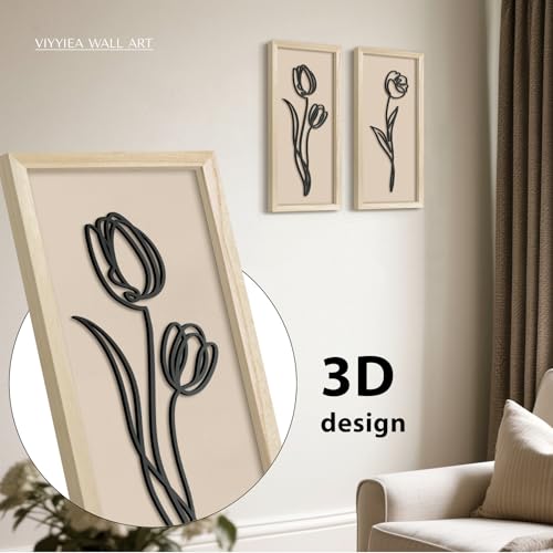 Cadre botanique en bois relief pour une ambiance de chambre cocooning - 2