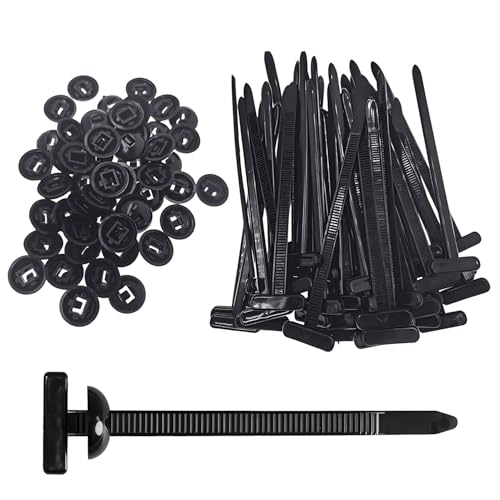 Mulapucher 50 Fibbie Universali in Nylon per Fascette Fermacavi, Resistenti, Autobloccanti, con Design a Perno e Bottone, Fascette in Plastica Multiuso, per Riparazioni Quotidiane Dell'auto