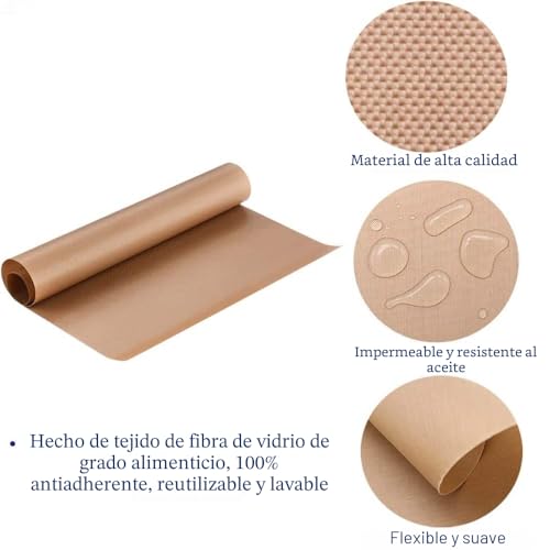 Miniatura 3 de Meiso Paquete De 5 Hojas De Teflón Ptfe, Lámina De Hornear, Papel De Horno Reutilizable, Transferencia De Prensa De Calor Antiadherente 40 X 60 Cm Resistente Al Calor Craft Mat
