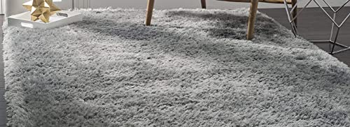 Image of A R Creations Anti Slip Fluffy Fur Plain Area Rug Made with Polyester and Microfiber for Home Office Kitchen Living Room Bedroom and DiningHall (5x7 Feet, Grey