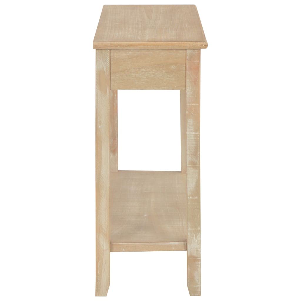 Consola clásica 110 x 35 x 80 cm, mesa auxiliar de madera de pino y MDF con 2 cajones y estantes, aparador para pasillo y salón, color madera natural