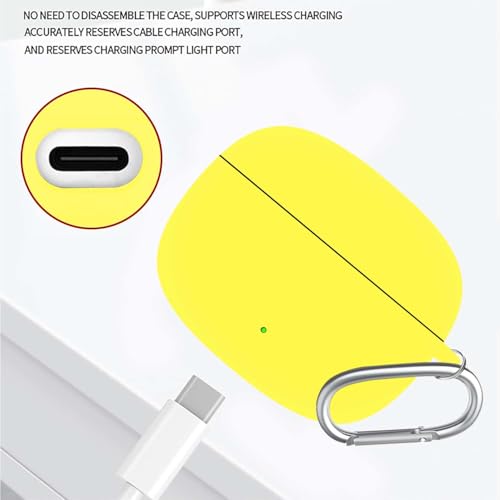 Image of Anvique Silicone Case Cover for Oneplus Nord Buds 4 Pro, Scratch Resistance, Shock Absorption, with Premium Carabiner (Yellow R)