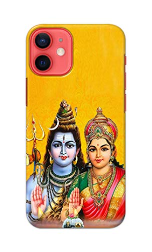 Image of PRINTFIDAA Lord Shiva Parvati Yellow Background Printed Designer Hard Back Case Cover for Apple iPhone 12 / iPhone 12 Pro (6.1 inch), A2403, A2172, A2402, A2407 -(SS) MVN1008