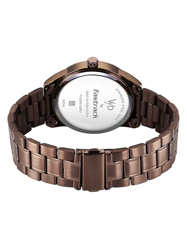 Image of Fastrack Vyb Drift with Quartz Analog Brown Dial Brown Stainless Steel Strap Watch for Men - FV30041QM01W