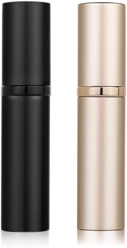 Aurdox Parfumverstuiver, navulbare en draagbare parfumfles voor reizen, 5 ml kleine spuitflessen met bodempomp, dispensers voor dames en heren, lekvrij en luxueus ontwerp (goud en zwart)