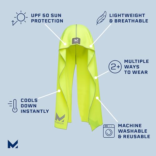 Image of MISSION Cooling Hoodie Towel, Evaporative Cool Technology, Cools Instantly When Wet, UPF 50 Sun Protection, Contours Your Head to Stay in Place, Great for Sports, Fitness, Gym