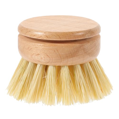 JECOMPRIS Cepillo de Cocina Pequeño Mango de Madera de Caucho, Cabezal de Fibra de Sisal, para Limpiar Platos, Ollas y Sartenes, Cepillo de Fregar Resistente para Uso Doméstico en Cocina