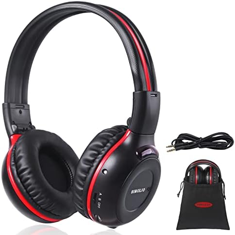 SIMOLIO IR Wireless Headphones for Car DVD Player Headrest Video, On-Ear Infrared Headphones Headset Universal, w/Storage Bag & 3.5mm Aux Cord, 2 Channel Automotive IR Headphone, Foldable and Durable