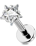 OUFER Body Piercing Titanium 18G/16G Labret Studs Lip Stud Medusa Piercing Threadless Labret Bars Push in Cartilage Helix Tragus Piercing Jewellery Flat Back Earring 6mm 8mm for Women Men