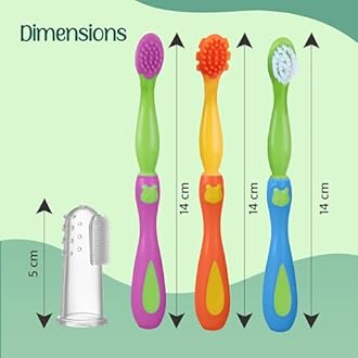 LuvLap 4 Stage Baby Oral Care Set for infant, baby, Toddler & Kids' primary teeth & gums, Infant Gum Massager, 2 Toddler brushes, One Training toothbrush, BPA Free, New Born to 60months