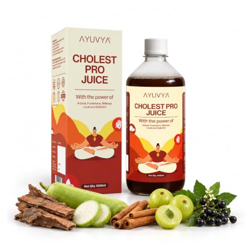 Image of Ayuvya Cholest Pro | Cholesterol Care Juice | Contains Arjuna, Amla, Punarnava & Brahmi | Supports Heart & Artery Health Naturally | Helps to maintain Healthy Blood Pressure & Circulation | 1000 ml