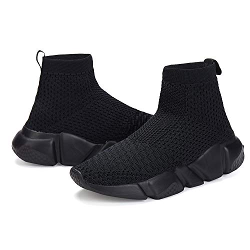 Casbeam Boys And Girls Breathable Lightweight Fashion Casual Sports Walking Shoes Running Sneakers 054 High Top All Black 38 #TOP6