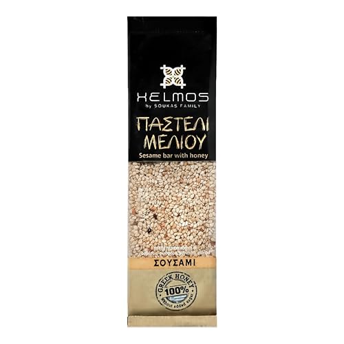 Helmos Pasteli - Barrita Suave de Sésamo de Miel Griega, Paquete de 5 x 75 g (Total: 375 g)