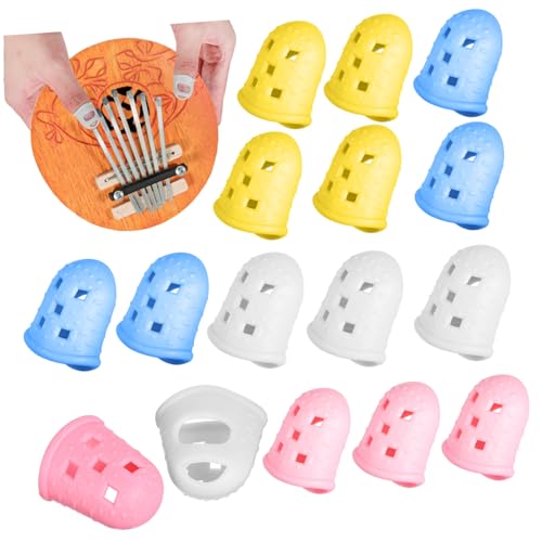 SECFOU Protector De Dedos Para Guitarra y Ukelele, 16 Fundas De Silicona Resistentes y Transpirables,...