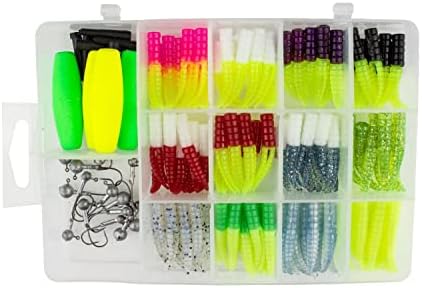 Crappie Magnet Best of the Best Kit, Fishing Equipment and Accessories, Fishing Lures, 96 Bodies, 15 Double Cross Jig Heads, 4 E-Z Floats