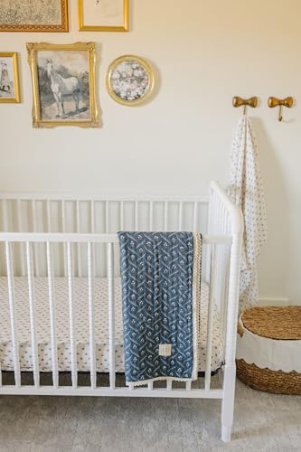 Image of Mebie Baby Muslin Quilt, Navy Berry and Cream Berry, 100% Cotton Baby Blanket for Girls and Boys, Newborns to Toddler, Soft Swaddle Blanket, 47 inchx47 inch
