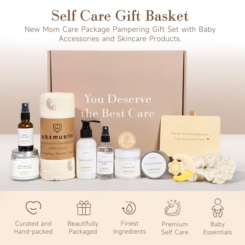 Image of New Mom Gifts for Women, 11 Luxury New Mom Care Package After Baby, Pregnancy Gifts for Expecting Mom to Be, Postpartum Gifts Basket with New Baby Essentials for Baby Shower, First Time Mommy