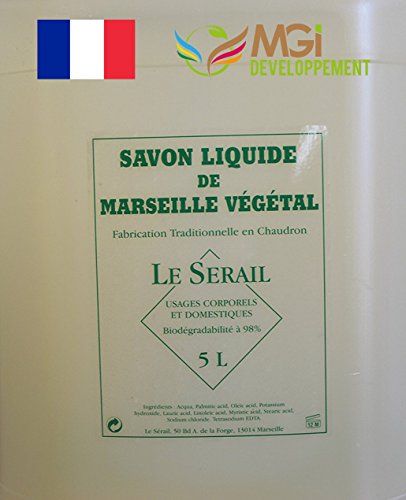 MGI DEVELOPPEMENT Garrafa de 5 litros de jabón de Marsella líquido, de fabricación artesanal - Savon liquide parfumé
