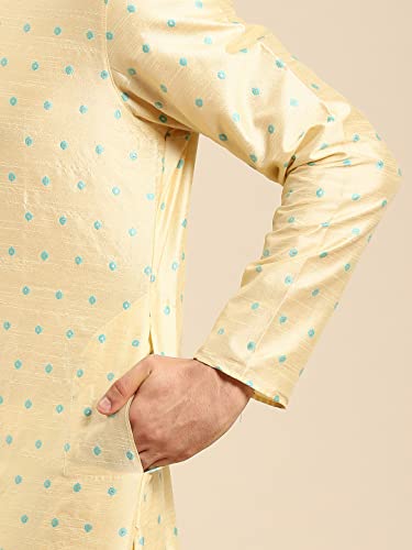 Image of Men's Navy Blue Cotton Festive Wear Regular Fit Woven Design Kurta | Indian Wedding Wear Kurta | Festive Ethnic Kurta